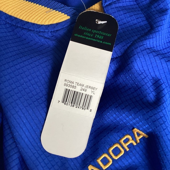 DIADORA Roma Team Jersey Youth Large Blue Yellow NWT Blokecore - Picture 12 of 15